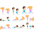 girl and boy children fitness exercise set vector image