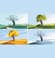 tree on hill in different seasons vector image