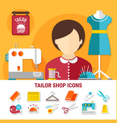 Sewing studio sketch poster for tailor shop Vector Image