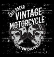 vintage grunge style skull wearing helmet hand vector image vector image