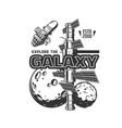 galaxy exploration icon planets and spaceship vector image