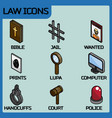 law color outline isometric icons vector image vector image