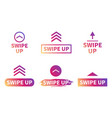 swipe up set buttons for social media arrows vector image