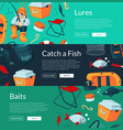 banners with cartoon fishing vector image