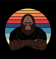 bigfoot fierce face sunset retro vector image vector image