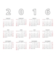 calendar 2016 vector image vector image