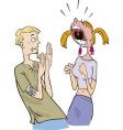 cartoon of frightened couple vector image