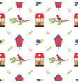 seamless spring pattern flowers birds vector image
