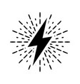 vintage lightning bolt and sun rays isolated vector image
