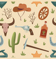 western seamless pattern wild west vintage vector image vector image