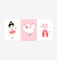 cute posters with ballet girl swan and shoes vector image