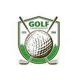 golf sport icon with crossed clubs emblem vector image vector image
