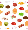 isometric burger ingredients pattern vector image