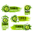 big tennis game icons with ball and blobs vector image vector image