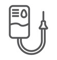 blood pack line icon medicine and donation vector image
