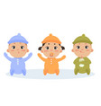 cute set of triplets babies baby girl boy vector image
