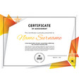 official white certificate with orange triangle vector image