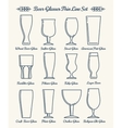 beer glassware line icons vector image vector image