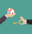 hands with house and with key vector image