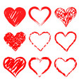 hearts set hand drawn vector image vector image