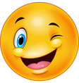 cute smiling and winking emoticon vector image vector image