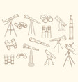 telescope hand drawn retro gadgets for explorer vector image vector image