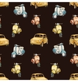 watercolor retro scooter and car pattern vector image