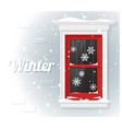 hello winter background with window painting vector image