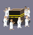 hajj pilgrimage praying around kabaa vector image