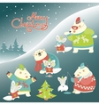 set of cute polar bear and funny arctic fox vector image
