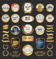 collection golden retro vintage badges vector image