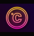 glowing neon line celsius icon isolated on black vector image