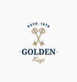 golden keys retro abstract sign symbol vector image