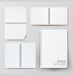 Spiral empty notepad blank mockup set template Vector Image