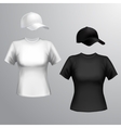 women t-shirt baseball cap vector image