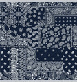 blue bandana kerchief paisley fabric patchwork vector image vector image