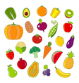 organic fruits and vegetables outline style icons vector image