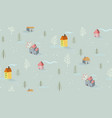 winter landscape cottages and trees village vector image vector image