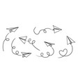 set of doodle paper plane icon hand drawn vector image