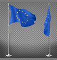 european union flag on flagpole realistic vector image vector image