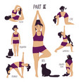 funny girl doing yoga with a cat vector image vector image
