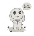 hand drawn cute rabbit with flowers vector image