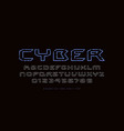 hollow extended sans serif font in cyber style vector image