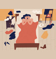 cute romantic couple lying in bed together after vector image