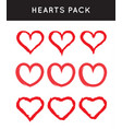 grungy hand draw hearts valentines day symbol vector image