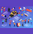 isometric protest flowchart composition vector image vector image