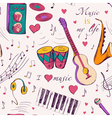 seamless pattern with music instruments vector image
