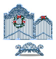 set of forged metal elements fence and gate vector image