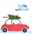 card with a little red vintage car vector image