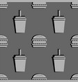 hamburger and soda cup drink seamless pattern vector image